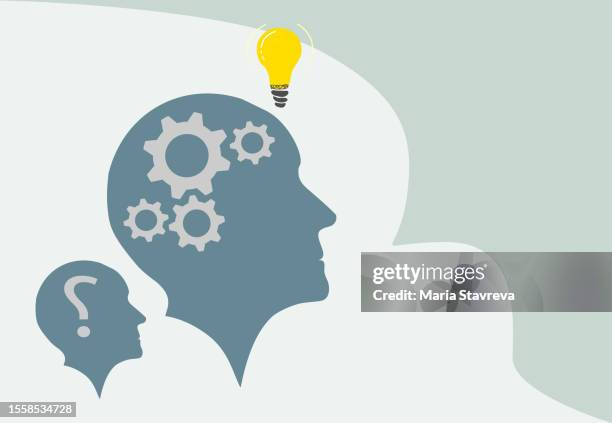 problems solution of brain with and order in thoughts. - continuous learning stock illustrations