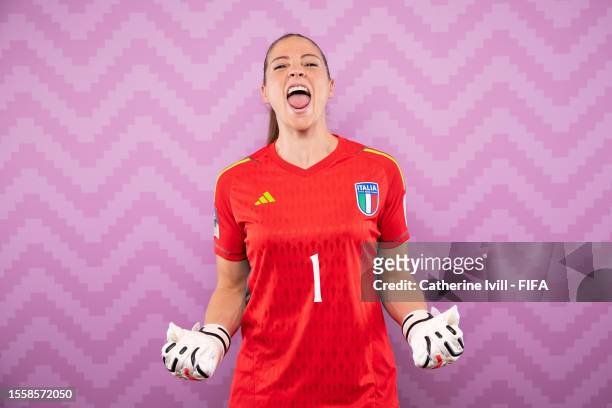 Laura Giuliani of Italy poses for a photo for a portrait during the official FIFA Women's World Cup Australia & New Zealand 2023 portrait session on...