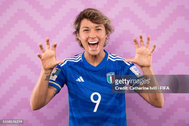 Valentina Giacinti of Italy poses for a photo for a portrait during the official FIFA Women's World Cup Australia & New Zealand 2023 portrait session...