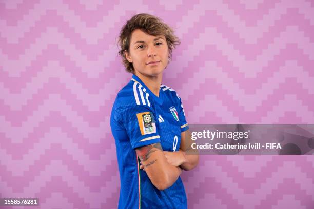 Valentina Giacinti of Italy poses for a photo for a portrait during the official FIFA Women's World Cup Australia & New Zealand 2023 portrait session...