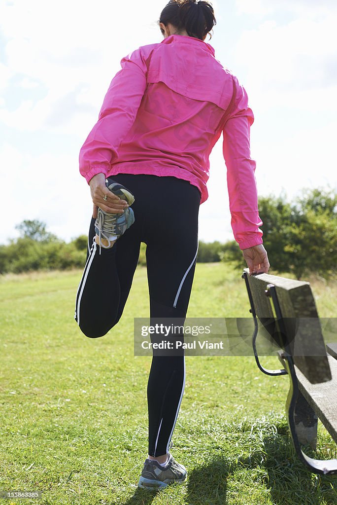 Woman warming up before running