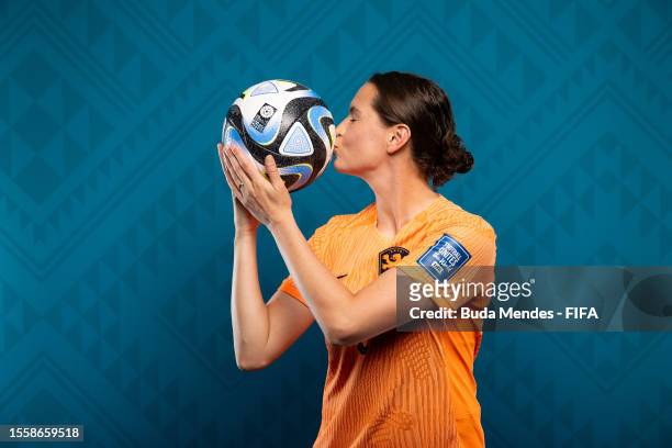 Merel Van Dongen of Netherlands poses for a portrait during the official FIFA Women's World Cup Australia & New Zealand 2023 portrait session on July...