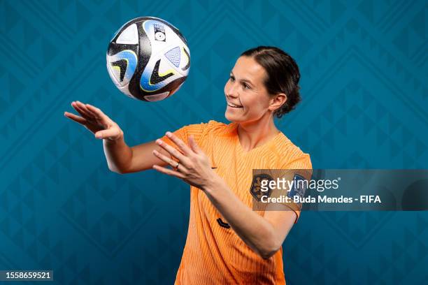 Merel Van Dongen of Netherlands poses for a portrait during the official FIFA Women's World Cup Australia & New Zealand 2023 portrait session on July...