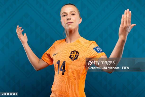 Jackie Groenen of Netherlands poses for a portrait during the official FIFA Women's World Cup Australia & New Zealand 2023 portrait session on July...