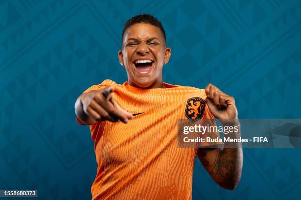 Shanice Janice van de Sanden of Netherlands poses for a portrait during the official FIFA Women's World Cup Australia & New Zealand 2023 portrait...