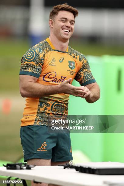 Australia's Andrew Kellaway attends a training session at Brighton Grammar School in Melbourne on July 28 ahead of the Rugby Championship and 2023...