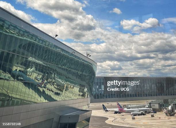 New renovated airport terminal at LaGuardia airport, Queens, New York.