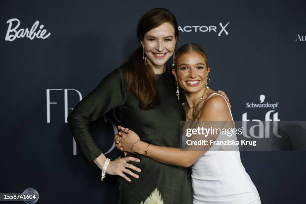 Katrin Bauerfeind and Lola Weippert attend the Frauen100 Event on July 27, 2023 in Berlin, Germany.