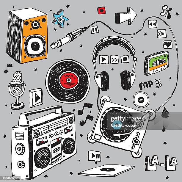 music doodle set - cd-paper stock illustrations