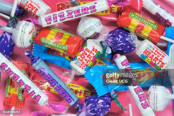 Assortment of Swizzels Matlow retro sweets and chews.