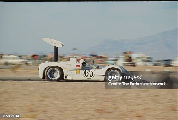 Stardust Grand Prix - Can-Am - Las Vegas. Phil Hill of the Chaparral team drives his Chevrolet powered Chaparral 2E. The Chaparral cars were the...