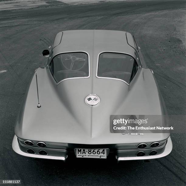 Chevrolet Corvette Stingray. The most pronounced new design feature is the fastback styling with split wrap-around rear windows.
