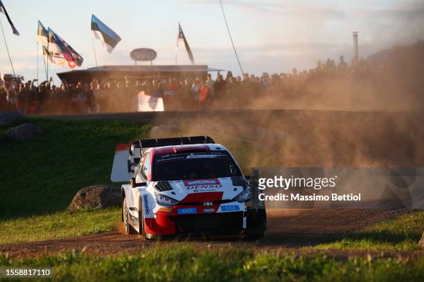 Kalle Rovanpera of Finland and Jonne Halttunen of Finland are competing with their Toyota Gazoo Racing WRT Toyota GR Yaris Rally1 during Day One of...