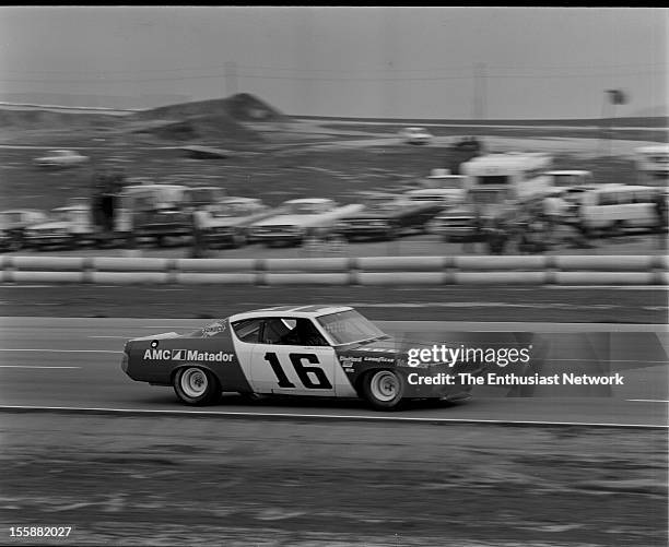 Winston Western 500. Race winner Mark Donohue of Penske racing driving his AMC Matador.