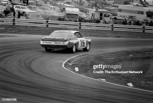 Winston Western 500. Race winner Mark Donohue of Penske racing driving his AMC Matador.