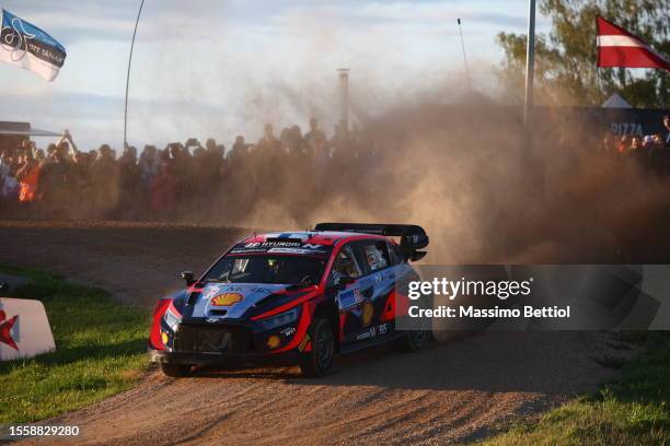 Esapekka Lappi of Finland and Janne Ferm of Finland are competing with their Hyundai Shell Mobis WRT Hyundai i20 N Rally1 Hybrid during Day One of...