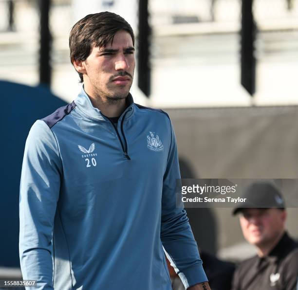Sandro Tonali arrives for the Newcastle United Training Session for the Summer Series at PACE Academy on July 20, 2023 in Atlanta, Georgia.