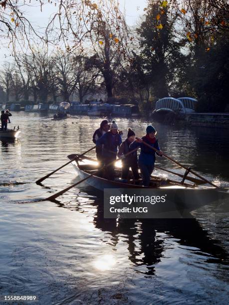 Venetian rowing on the Thames at Oxford.