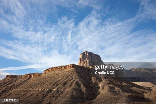 El Capitan, Guadalupe Mountains National Park, Texas. El Capitan is made of massive Permian limestone. It formed the central part of the Permian Reef...