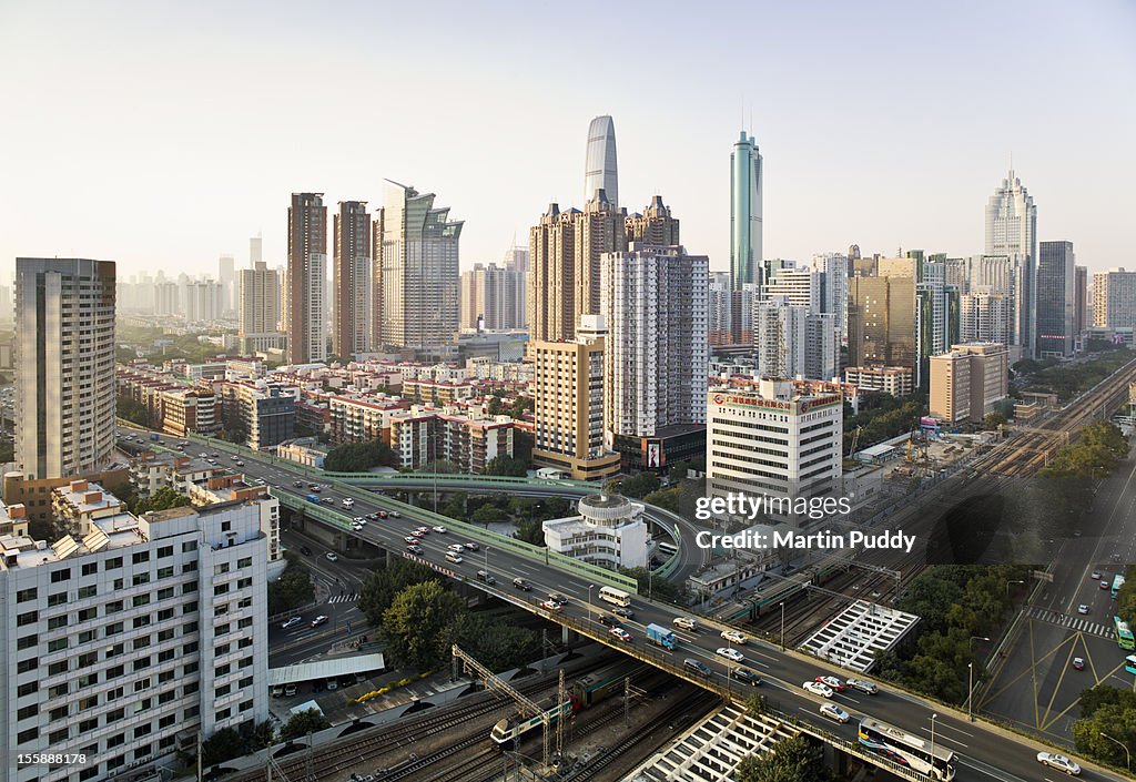 China, Shenzen skyline, elevated view