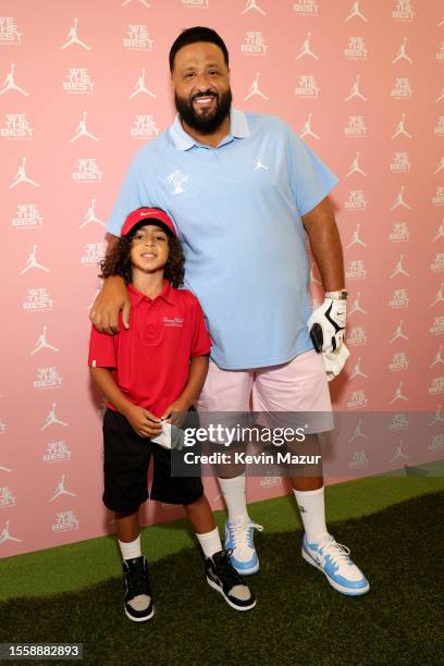 Asahd Tuck Khaled and DJ Khaled attend the inaugural We The Best Foundation Classic at Miami Beach Golf Club on July 20, 2023 in Miami Beach, Florida.
