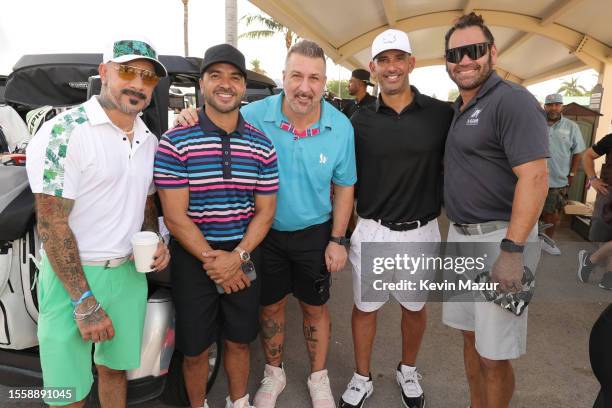 McLean, Luis Fonsi, Joey Fatone and Johnny Damon attend as DJ Khaled hosts the inaugural We The Best Foundation Classic at Miami Beach Golf Club on...