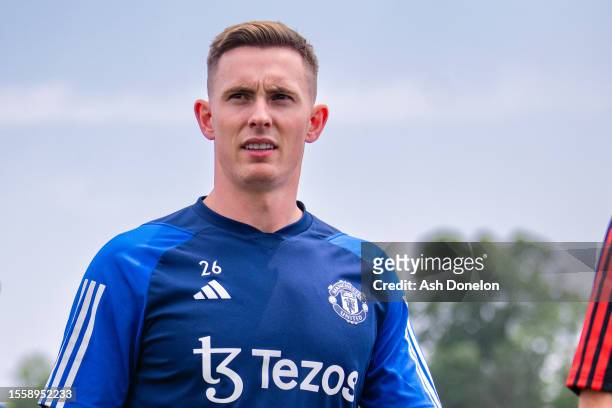 Dean Henderson of Manchester United in action during a pre-season training session at Pingry School on July 20, 2023 in Basking Ridge, New Jersey.
