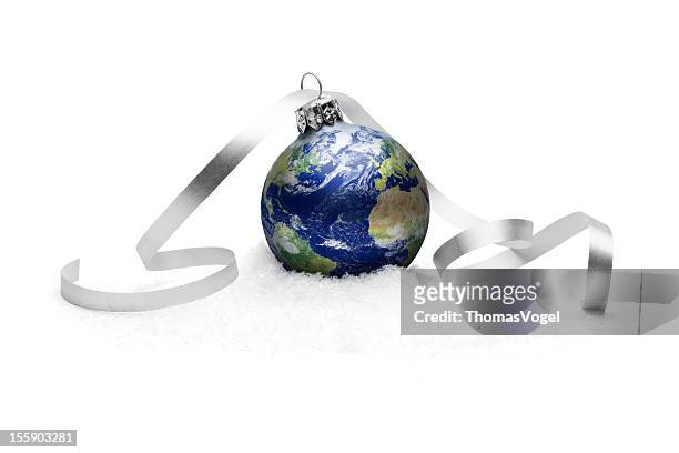 earth christmas decoration - snow world stock pictures, royalty-free photos & images
