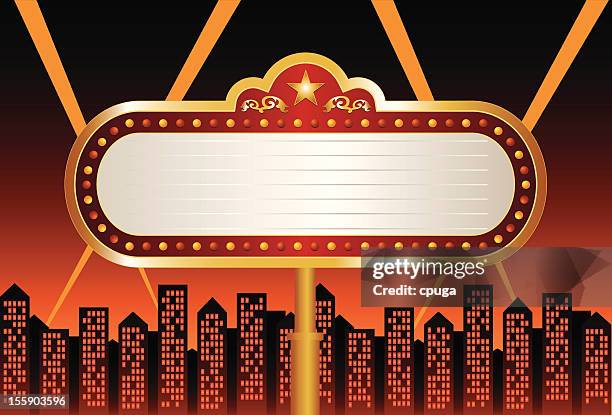 stadt-marquee - anzeigetafel für kino oder theater stock-grafiken, -clipart, -cartoons und -symbole