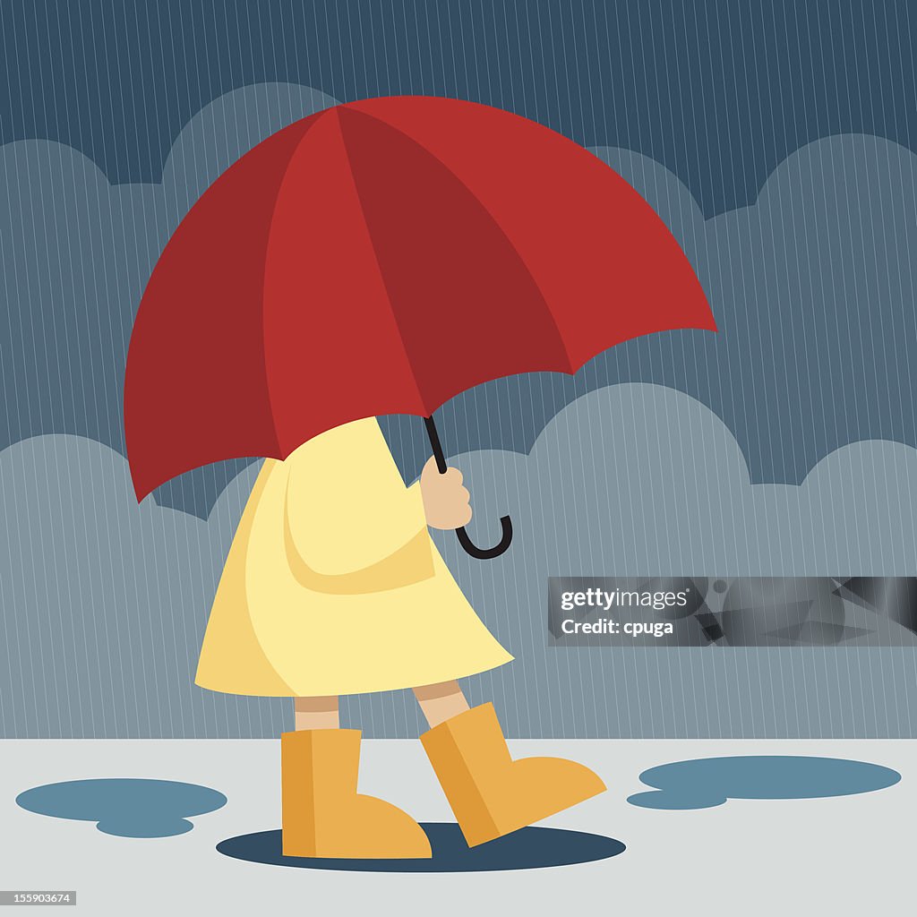 Girl With Umbrella High-Res Vector Graphic - Getty Images