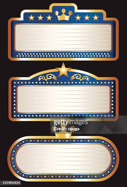 blue theater marquee collection - box office stock illustrations stock illustrations