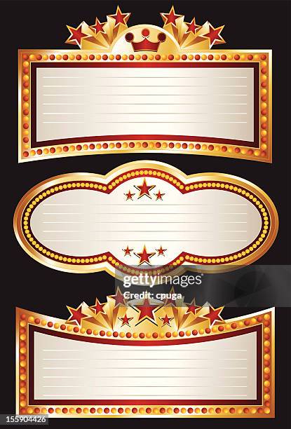 theater marquee set - hollywood star stock illustrations