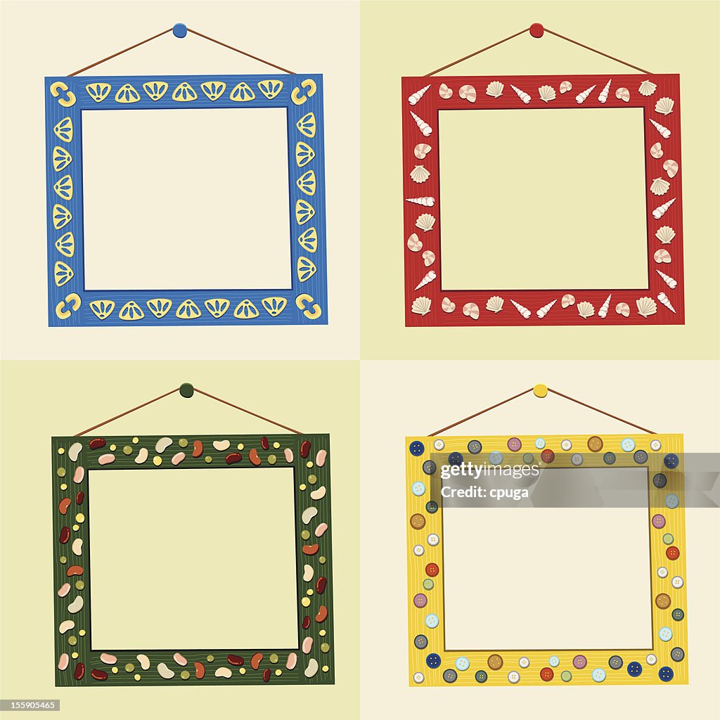 Group of Home-Made Crafty Picture Frames