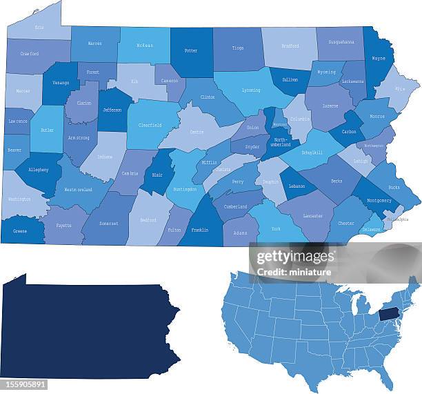 ペンシルバニア&郡のマップ - pennsylvania点のイラスト素材／クリップアート素材／マンガ素材／アイコン素�材