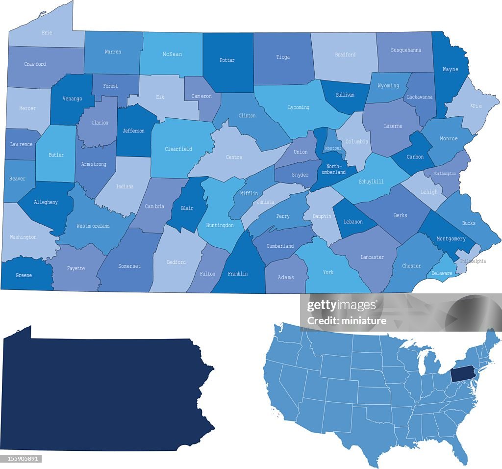 Pensilvânia & condados mapa