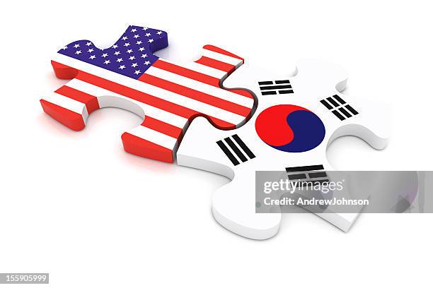 usa und südkorea puzzle-konzept - south korea v united states stock-fotos und bilder
