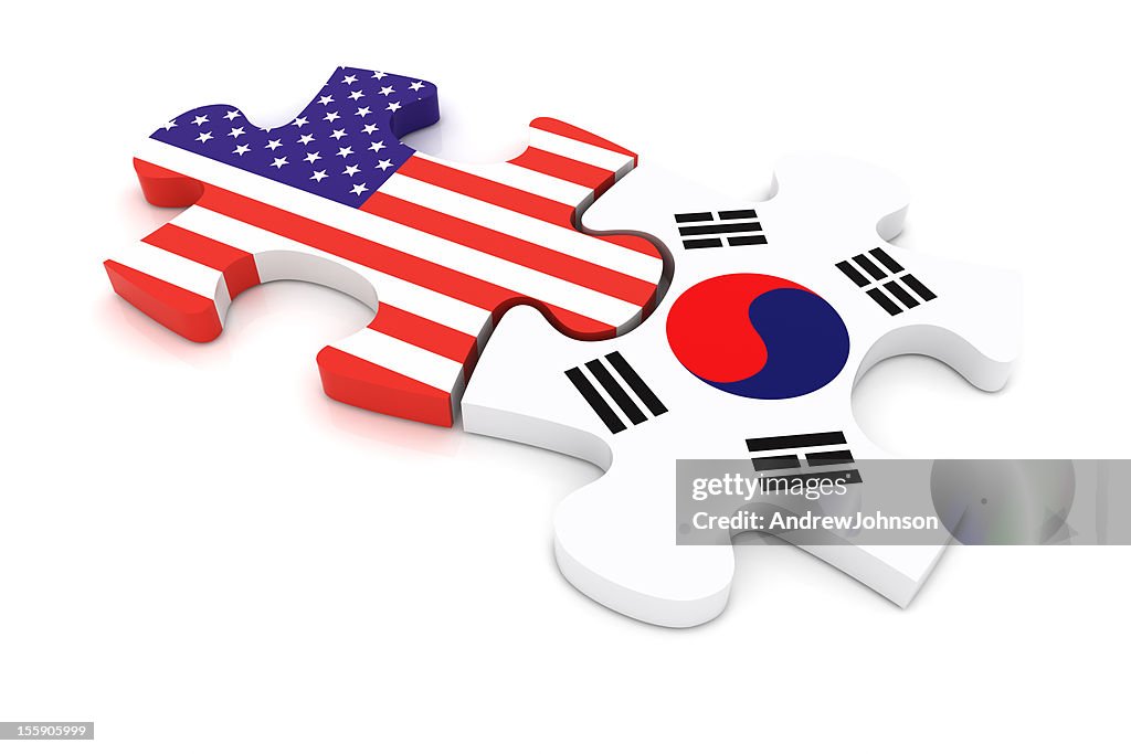 USA e la Corea del Sud Puzzle concetto
