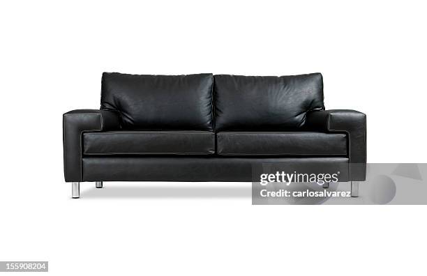 leather sofa w/clipping path - leather couch stock pictures, royalty-free photos & images