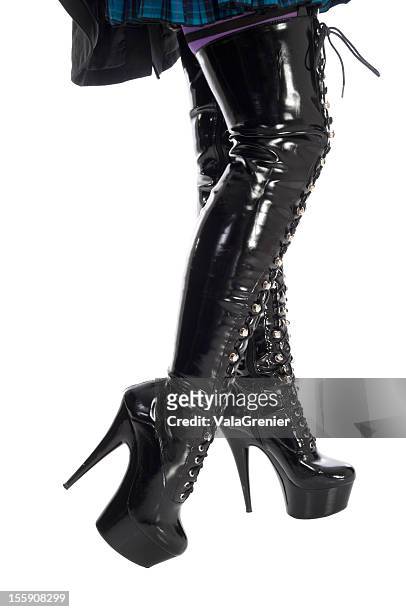 stilletto heel, thigh-high boots. - thigh high boot stock pictures, royalty-free photos & images