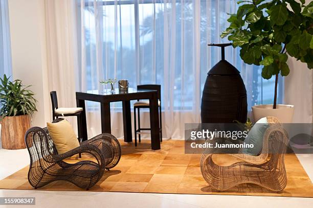 living room in a furniture showroom - home fashion show stock pictures, royalty-free photos & images
