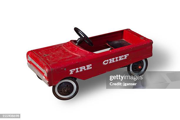 toy fire engine - toy car white background stock pictures, royalty-free photos & images