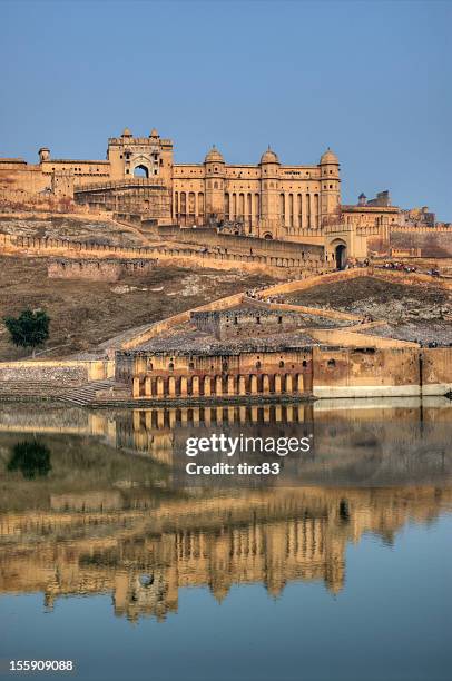 early morning image of the amber fort in jaipur - fort stock pictures, royalty-free photos & images