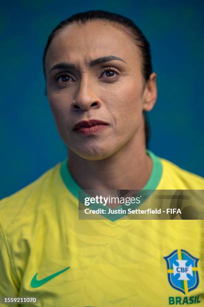 Marta of Brazil poses for a portrait during the official FIFA Women's World Cup Australia & New Zealand 2023 portrait session on July 19, 2023 in...