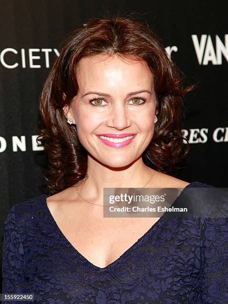 Actress Carla Gugino attends The Cinema Society with Dior & Vanity Fair host a screening of "Rust and Bone" at Landmark Sunshine Cinema on November...