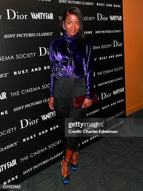 Genevieve Jones attends The Cinema Society with Dior & Vanity Fair host a screening of "Rust and Bone" at Landmark Sunshine Cinema on November 8,...