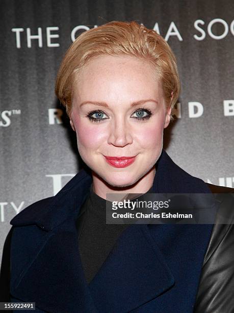 Actress Gwendoline Christie attends The Cinema Society with Dior & Vanity Fair host a screening of "Rust and Bone" at Landmark Sunshine Cinema on...