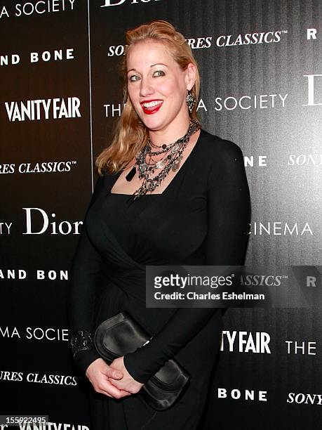 Amy Sacco attends The Cinema Society with Dior & Vanity Fair host a screening of "Rust and Bone" at Landmark Sunshine Cinema on November 8, 2012 in...