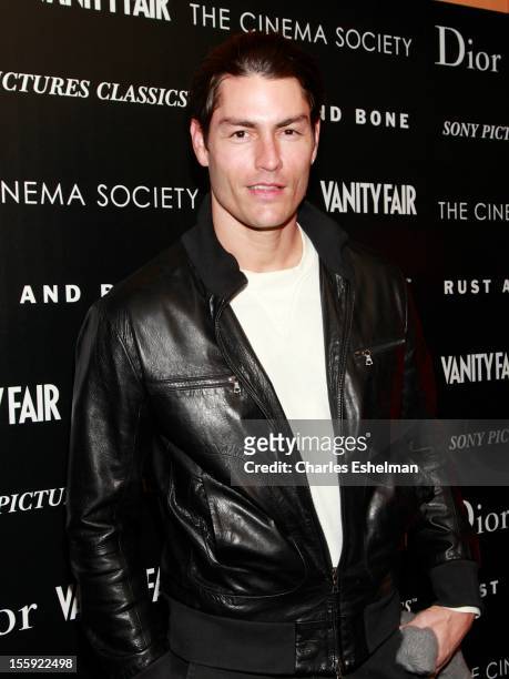 Model Tyson Ballou attends The Cinema Society with Dior & Vanity Fair host a screening of "Rust and Bone" at Landmark Sunshine Cinema on November 8,...
