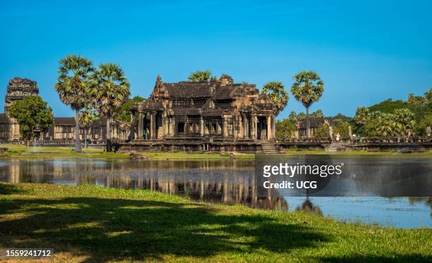 One of the ancient libraries inside the compound of the famed Angkor Wat temple in Cambodia.