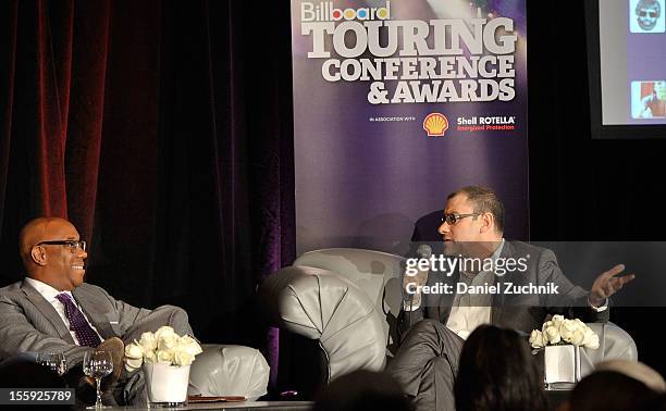 Charles J. Johnson and Bill Werde attend the 2012 Billboard Touring Conference & Awards Keynote Address at Roosevelt Hotel on November 8, 2012 in New...